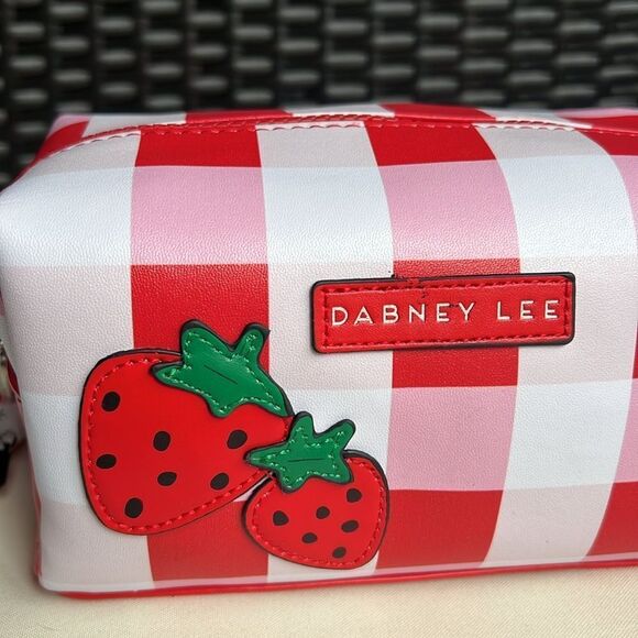 Dabney Lee  Strawberry Red and White Checkered Cosmetic Bag - Picture 8 of 11